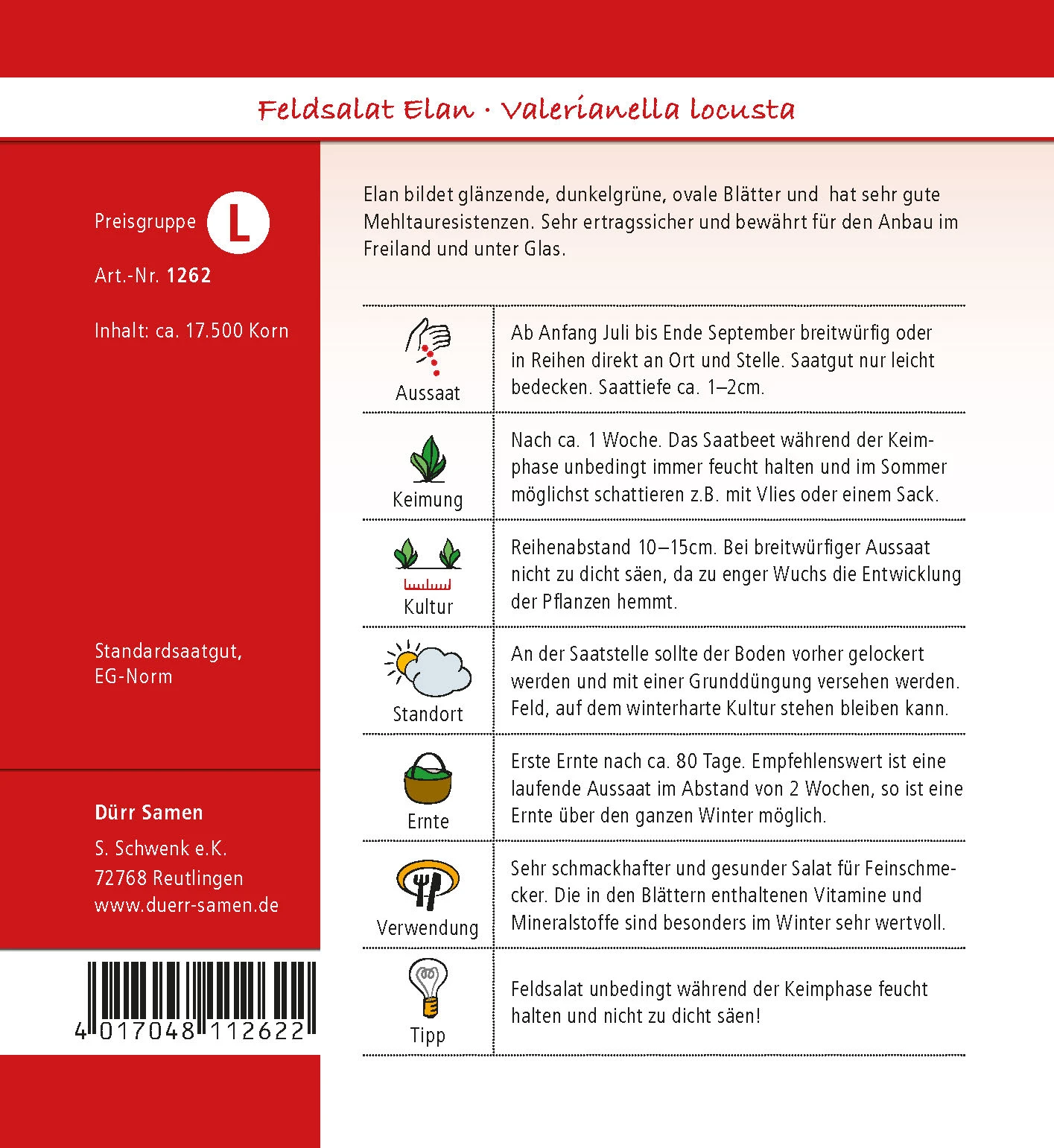 Feldsalat Elan Vorteilspackung | Feldsalatsamen Von Dürr Samen 1 Feldsalat Elan Vorteilspackung | Feldsalatsamen Von Dürr Samen
