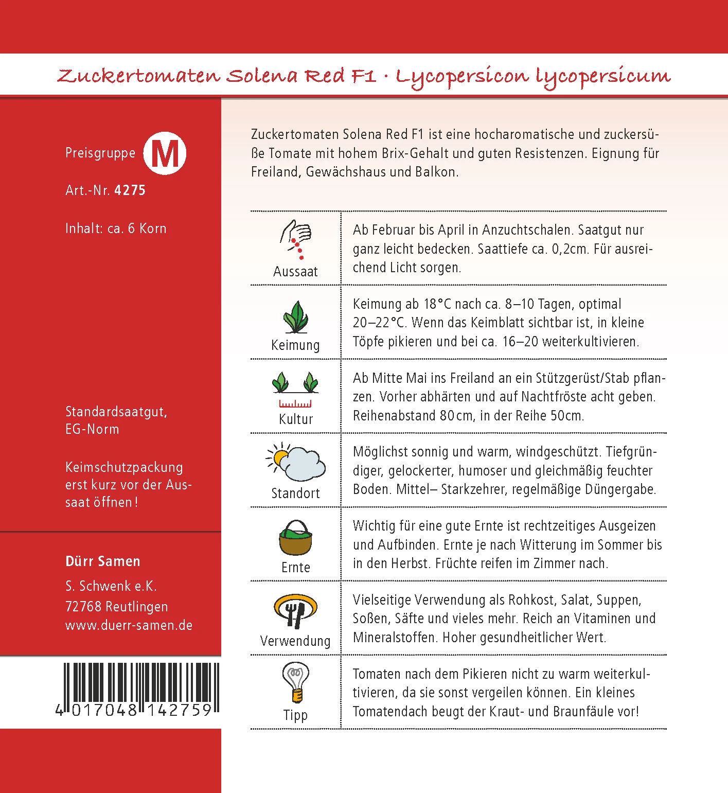 Zuckertomate Solena Red F1 | Zuckertomatensamen Von Dürr Samen 2 Zuckertomate Solena Red F1 | Zuckertomatensamen Von Dürr Samen – Bild 2