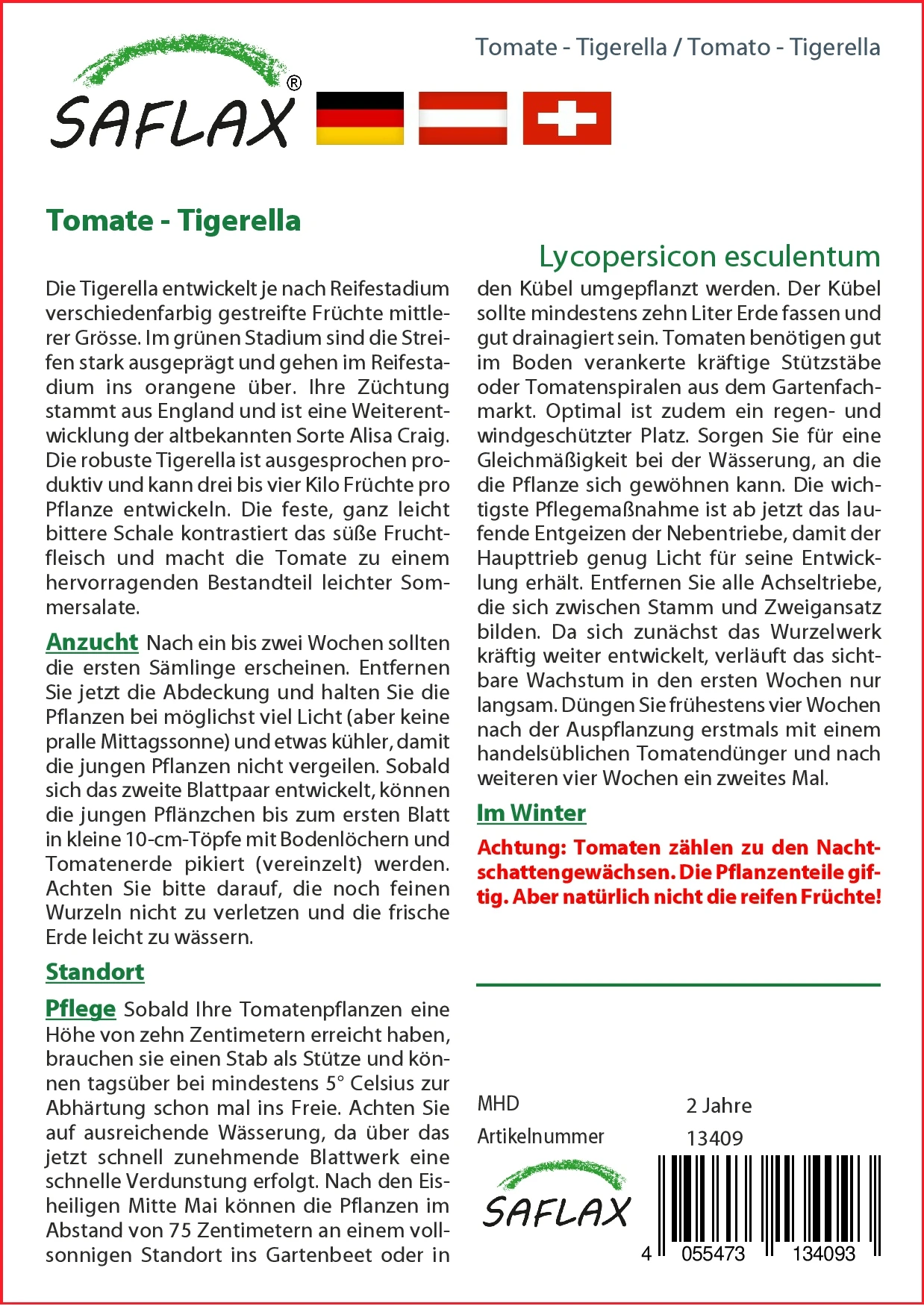 Tomate Tigerella | Tomatensamen Von Saflax 2 Tomate Tigerella | Tomatensamen Von Saflax – Bild 2