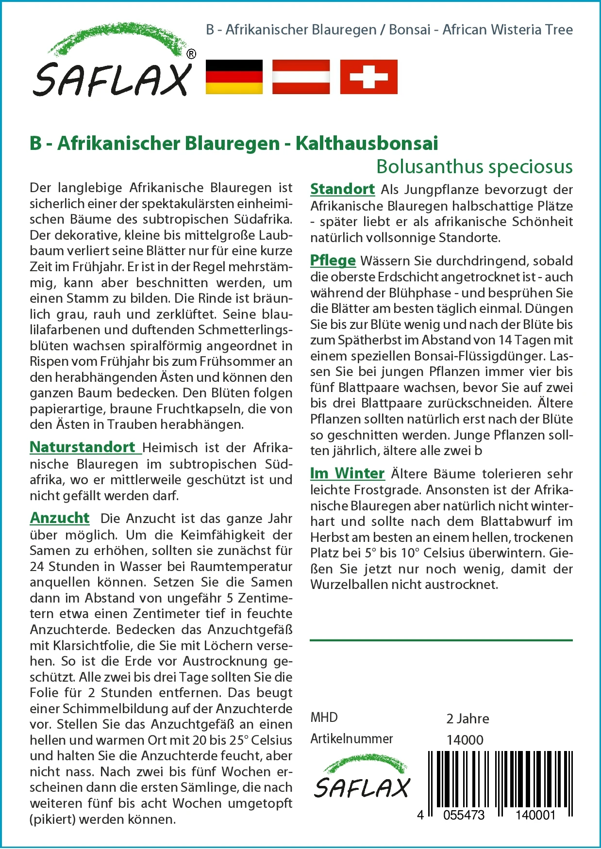 Afrikanischer Blauregen (Bonsai) | Bonsaissamen Von Saflax 1 Afrikanischer Blauregen (Bonsai) | Bonsaissamen Von Saflax