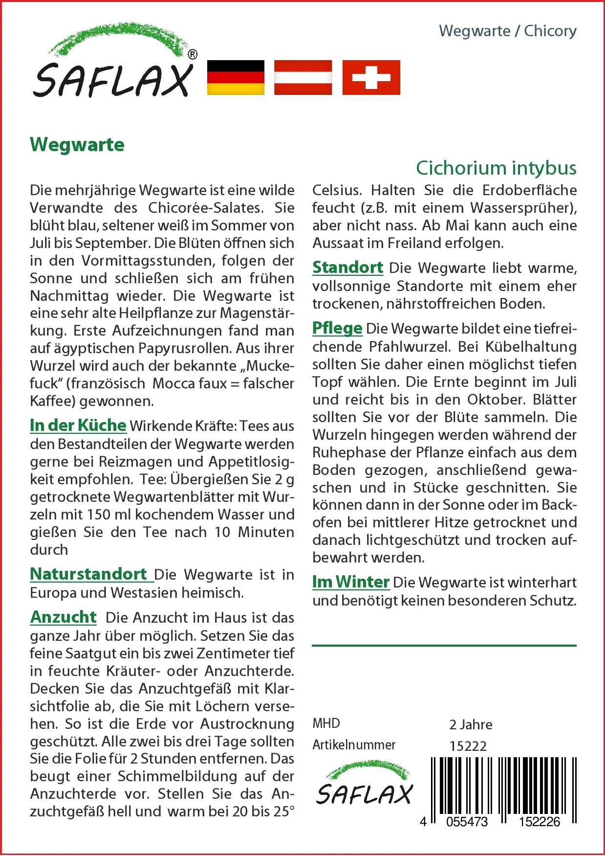 Wegwarte | Heilpflanzensamen Von Saflax 2 Wegwarte | Heilpflanzensamen Von Saflax – Bild 2