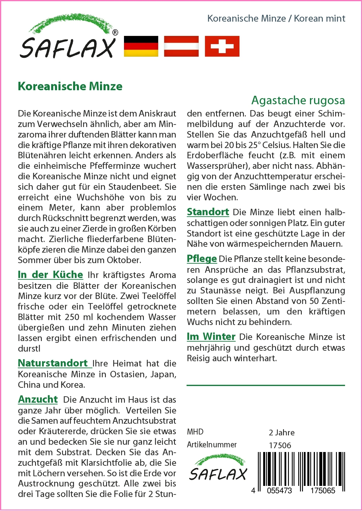 Koreanische Minze | Minzesamen Von Saflax 2 Koreanische Minze | Minzesamen Von Saflax – Bild 2