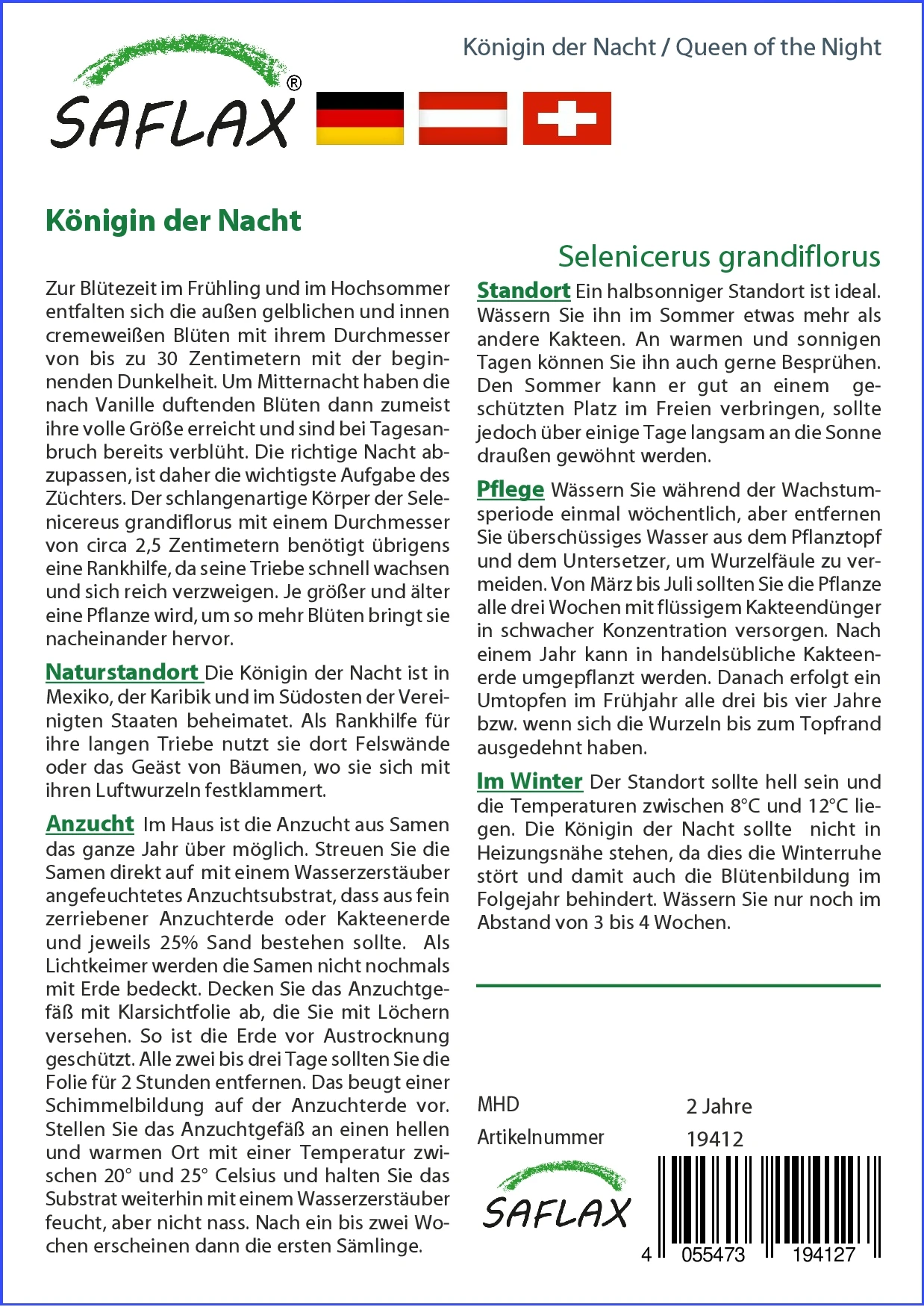 Kaktus Königin Der Nacht | Kaktussamen Von Saflax 2 Kaktus Königin Der Nacht | Kaktussamen Von Saflax – Bild 2