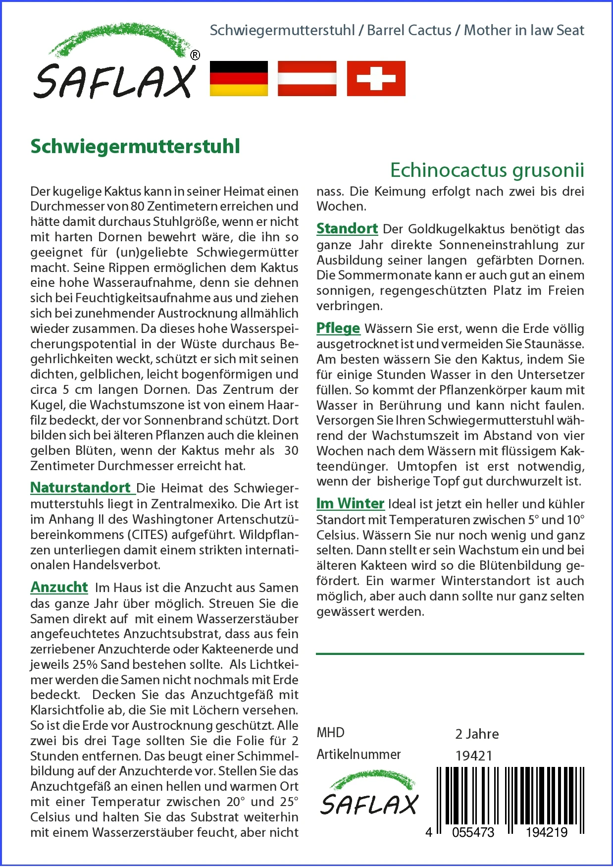 Kaktus Schwiegermutterstuhl | Kaktussamen Von Saflax 1 Kaktus Schwiegermutterstuhl | Kaktussamen Von Saflax