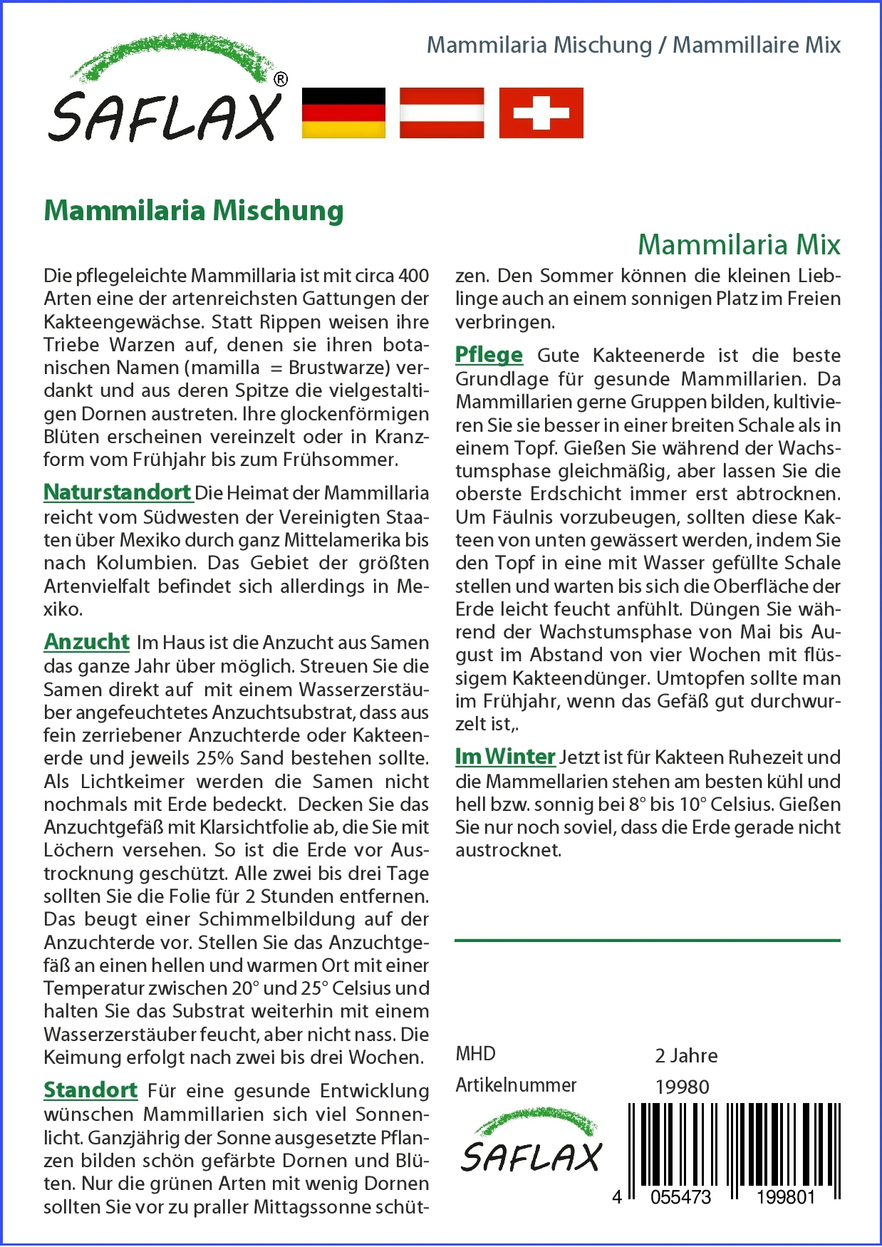 Kaktus Mammilaria Mischung | Kaktussamen Von Saflax 2 Kaktus Mammilaria Mischung | Kaktussamen Von Saflax – Bild 2