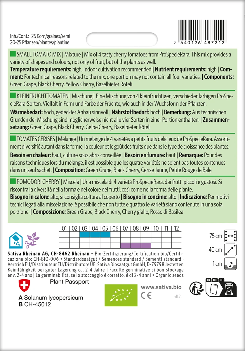 Kleinfruchttomaten Mischung | BIO Snacktomatensamen Von Sativa Rheinau 1 Kleinfruchttomaten Mischung | BIO Snacktomatensamen Von Sativa Rheinau