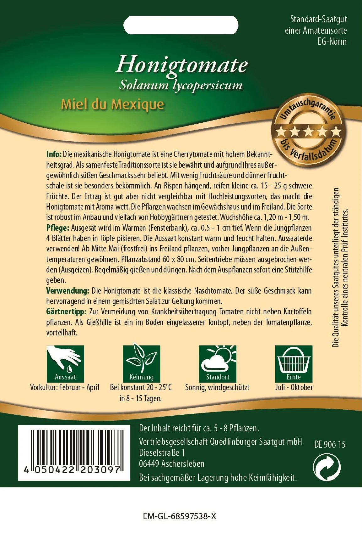 Mexikanische Honigtomate Miel Du Mexique | Kirschtomatensamen Von Quedlinburger 1 Mexikanische Honigtomate Miel Du Mexique | Kirschtomatensamen Von Quedlinburger