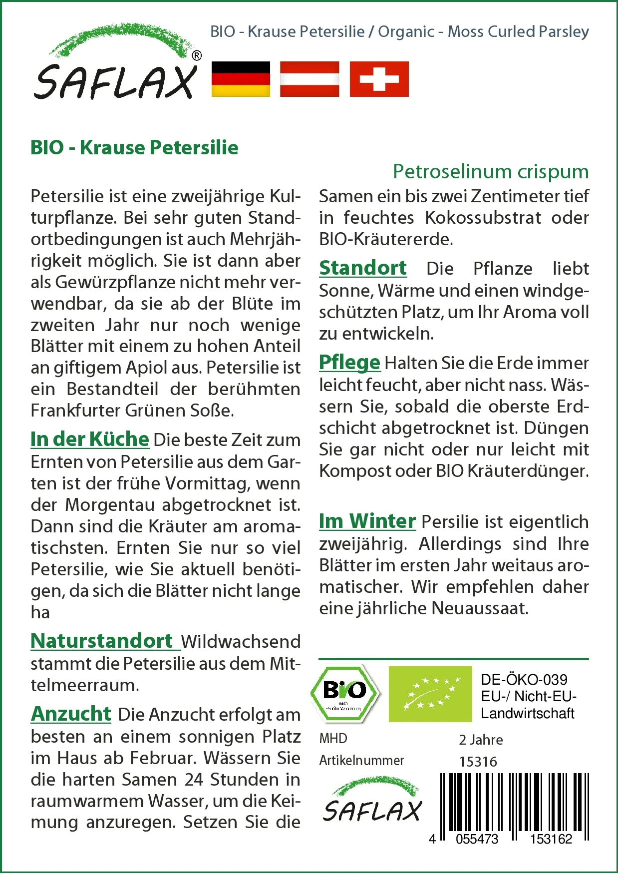 Petersilie Krause | BIO Petersiliensamen Von Saflax 2 Petersilie Krause | BIO Petersiliensamen Von Saflax – Bild 2