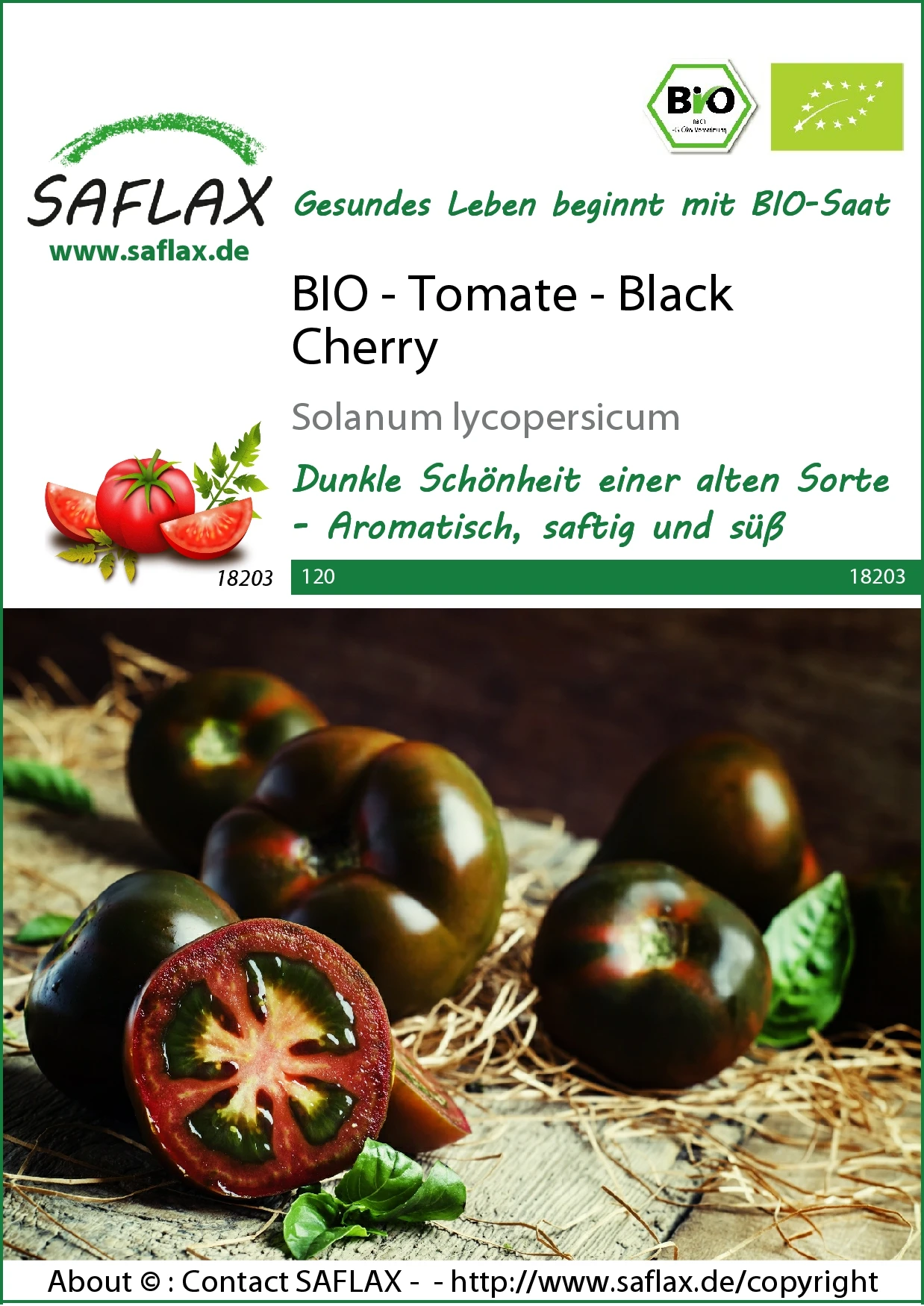 Tomate Black Cherry | BIO Tomatensamen Von Saflax 1 Tomate Black Cherry | BIO Tomatensamen Von Saflax