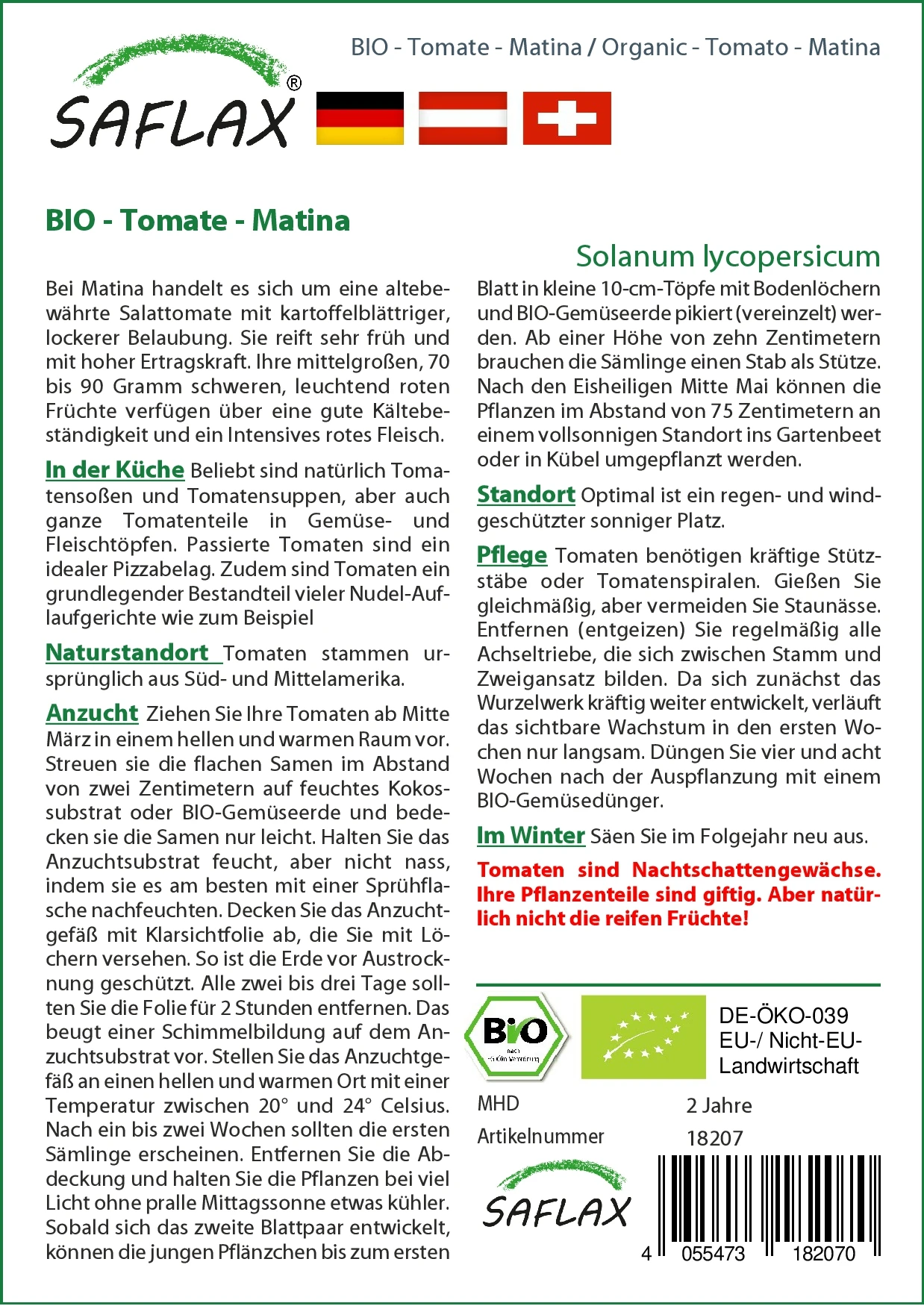 Tomate Matina | BIO Salattomatensamen Von Saflax 2 Tomate Matina | BIO Salattomatensamen Von Saflax – Bild 2