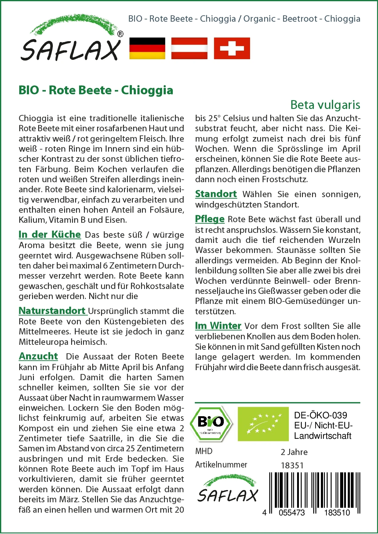 Rote Beete Chioggia | BIO Rote Beetesamen Von Saflax 2 Rote Beete Chioggia | BIO Rote Beetesamen Von Saflax – Bild 2