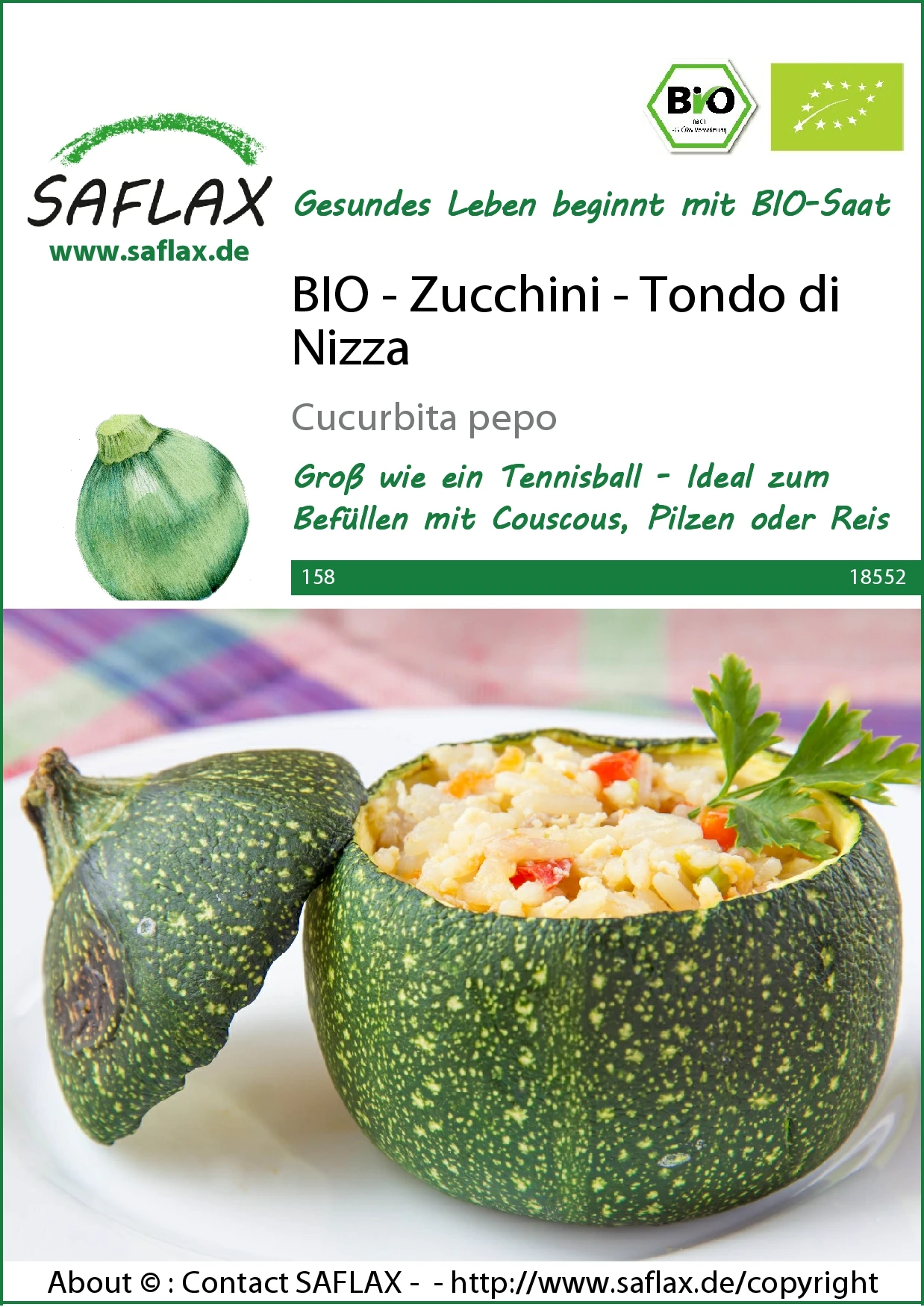 Zucchini Tondo Di Nizza | BIO Zucchinisamen Von Saflax 2 Zucchini Tondo Di Nizza | BIO Zucchinisamen Von Saflax – Bild 2