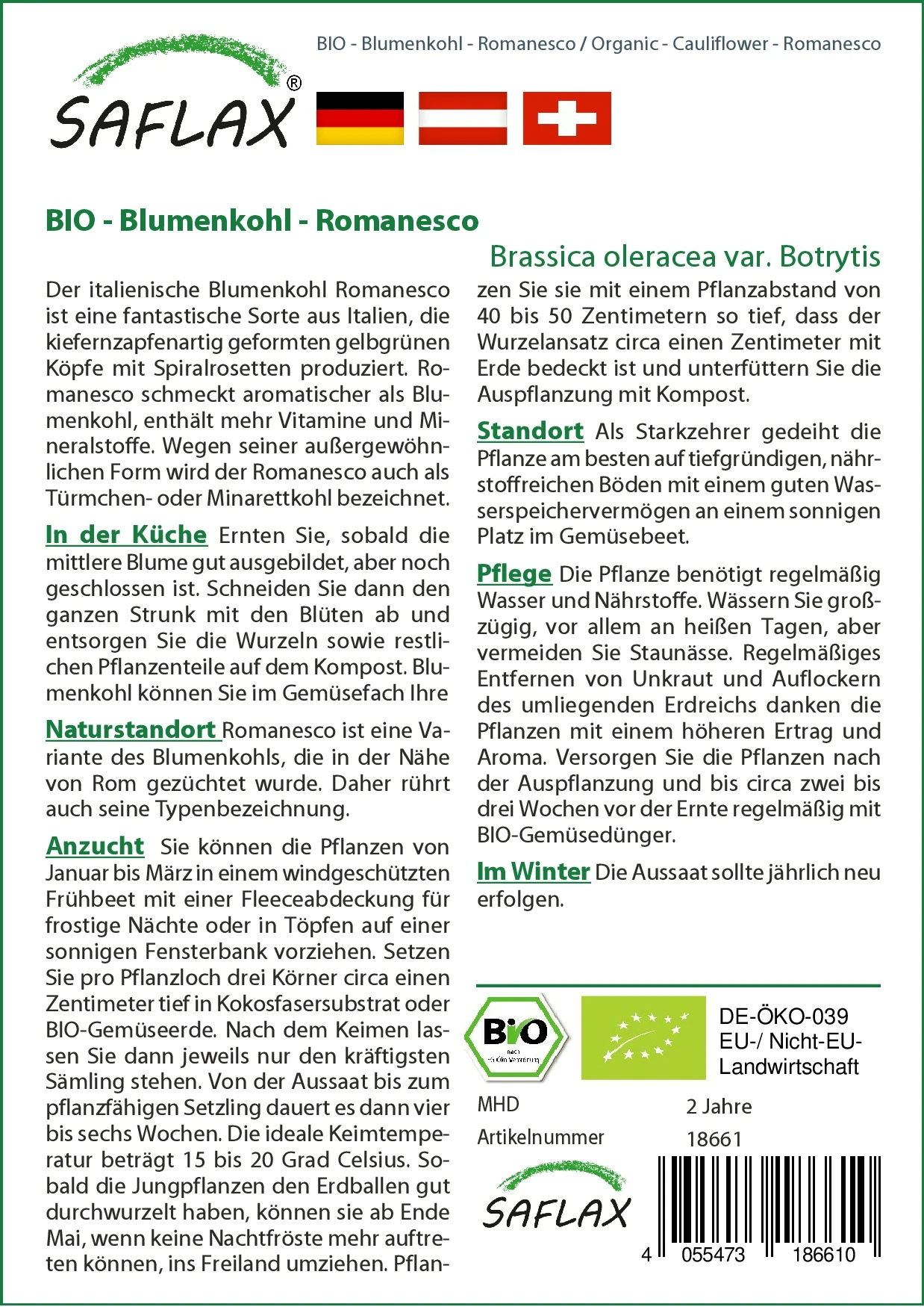 Blumenkohl Romanesco | BIO Blumenkohlsamen Von Saflax 2 Blumenkohl Romanesco | BIO Blumenkohlsamen Von Saflax – Bild 2