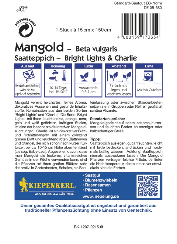 Mangold Bright Lights Und Charlie F1 (Saatteppich) | Mangoldsamen Von Kiepenkerl 2 Mangold Bright Lights Und Charlie F1 (Saatteppich) | Mangoldsamen Von Kiepenkerl – Bild 2