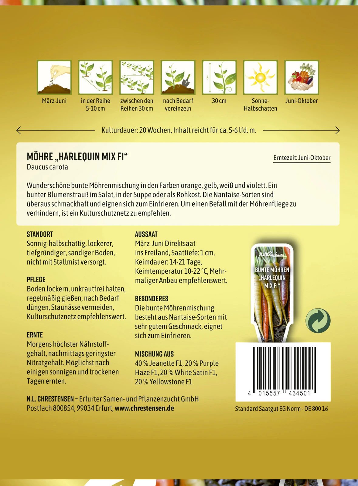 Bunte Möhren Harlequin Mix F1 | Möhrensamen Von N.L. Chrestensen 2 Bunte Möhren Harlequin Mix F1 | Möhrensamen Von N.L. Chrestensen – Bild 2