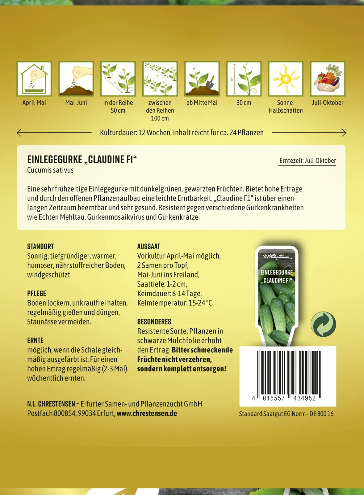 Einlegegurke Claudine F1 | Einlegegurkensamen Von N.L. Chrestensen 2 Einlegegurke Claudine F1 | Einlegegurkensamen Von N.L. Chrestensen – Bild 2