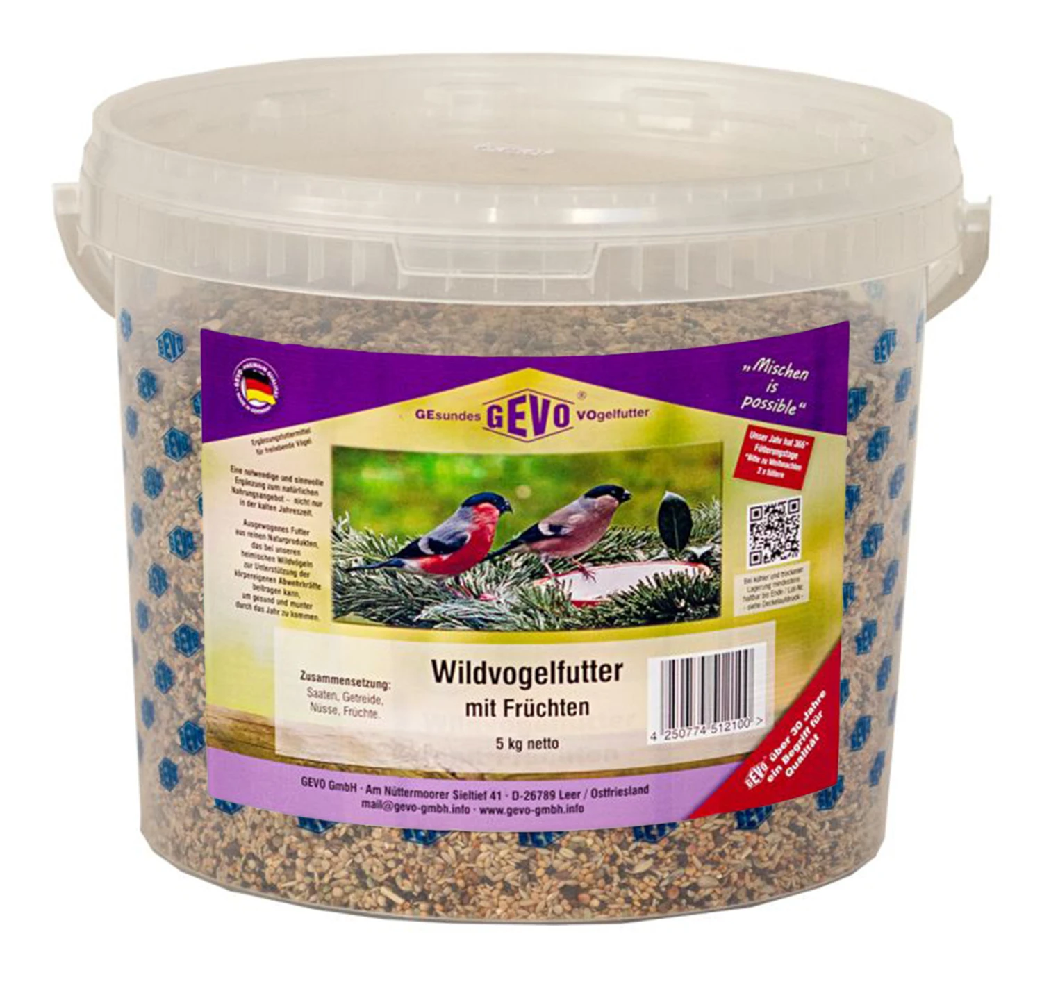 Wildvogelfutter Mit Früchten (5 Kg Im Eimer) | Wildvogelfutter Von GEVO 1 Wildvogelfutter Mit Früchten (5 Kg Im Eimer) | Wildvogelfutter Von GEVO