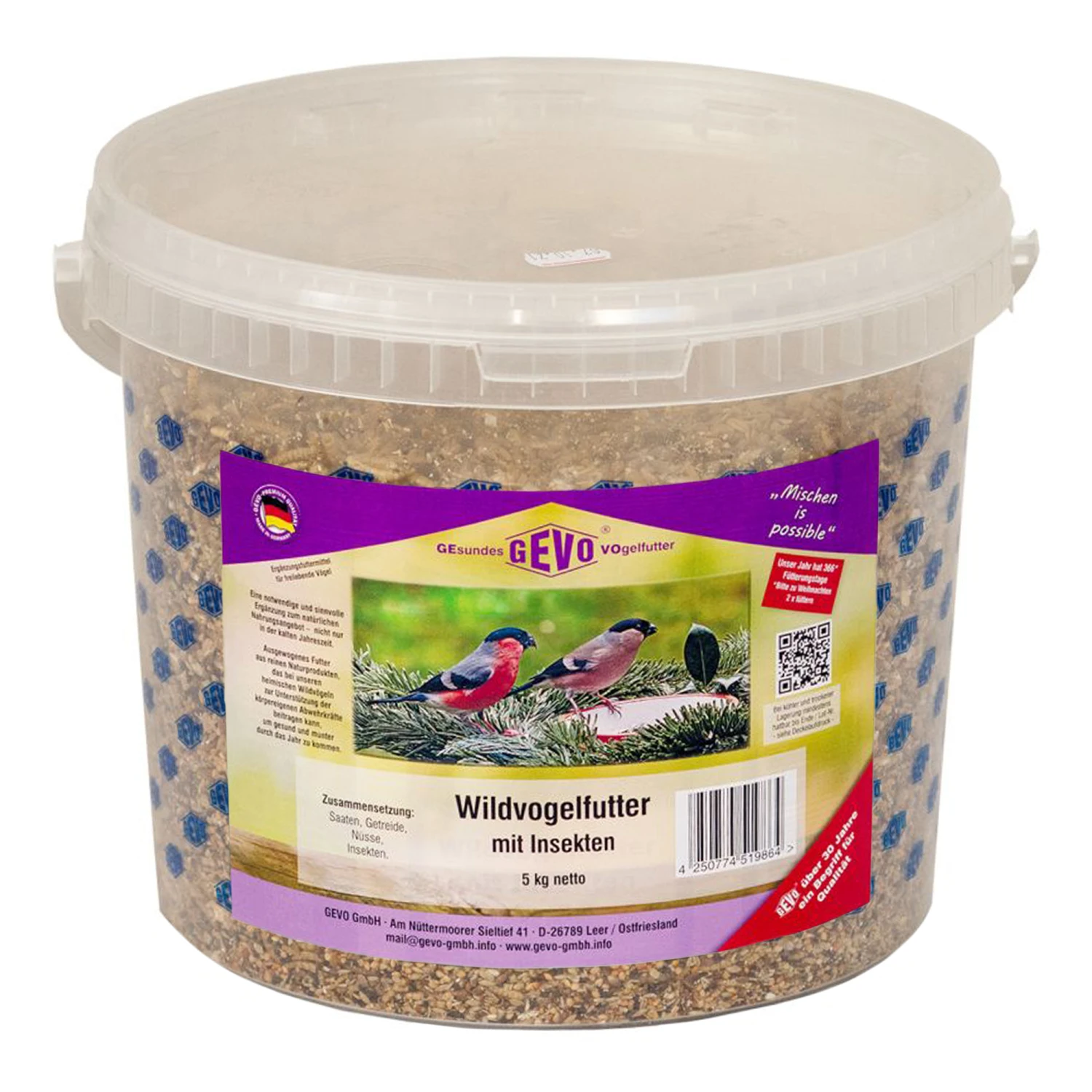Wildvogelfutter Mit Insekten (5 Kg Im Eimer) | Wildvogelfutter Von GEVO 1 Wildvogelfutter Mit Insekten (5 Kg Im Eimer) | Wildvogelfutter Von GEVO