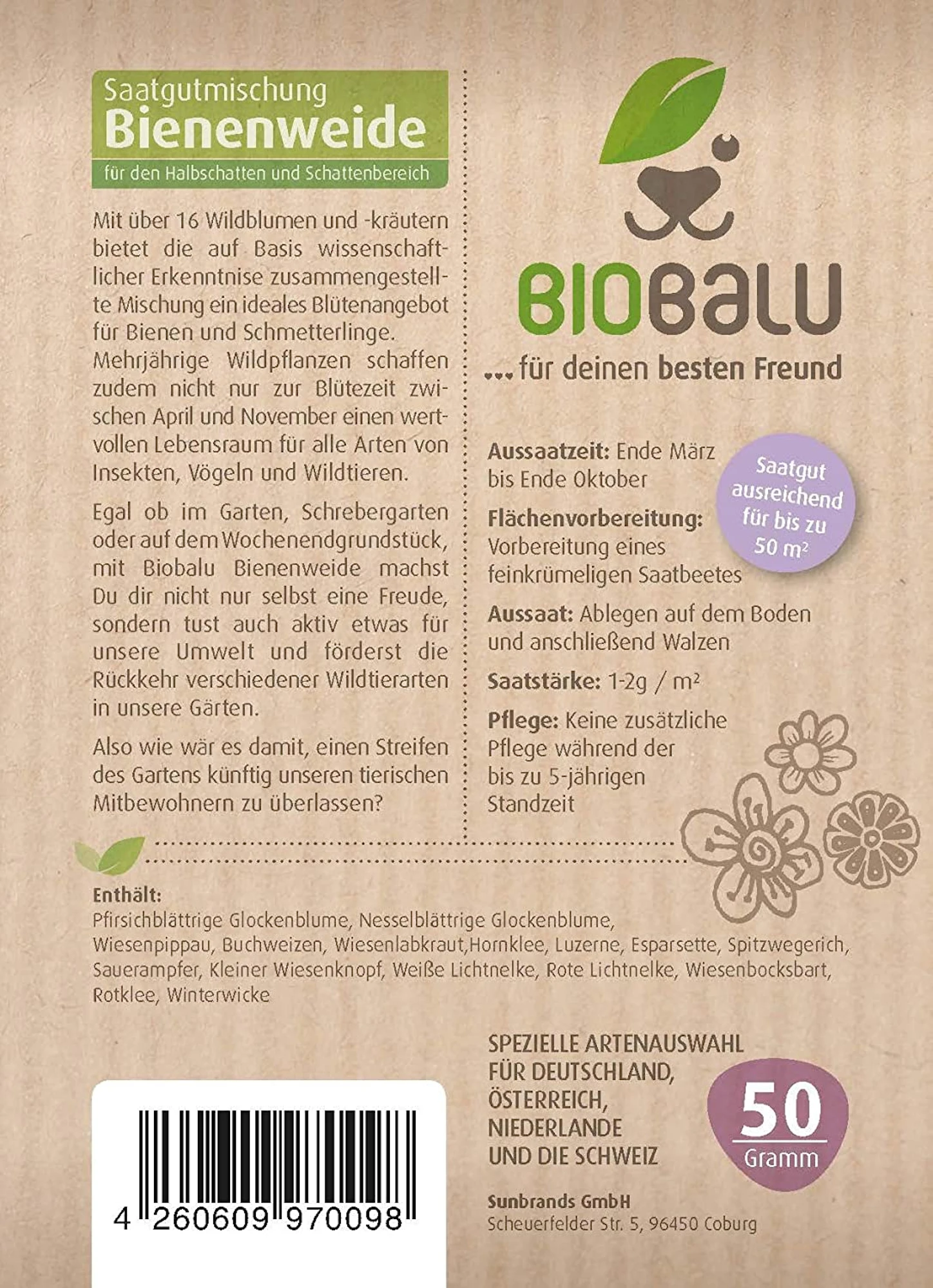 Bienenweide Halbschatten- Und Schattenbereich (50 G) | Bienenwiese Von Biobalu 3 Bienenweide Halbschatten- Und Schattenbereich (50 G) | Bienenwiese Von Biobalu – Bild 3