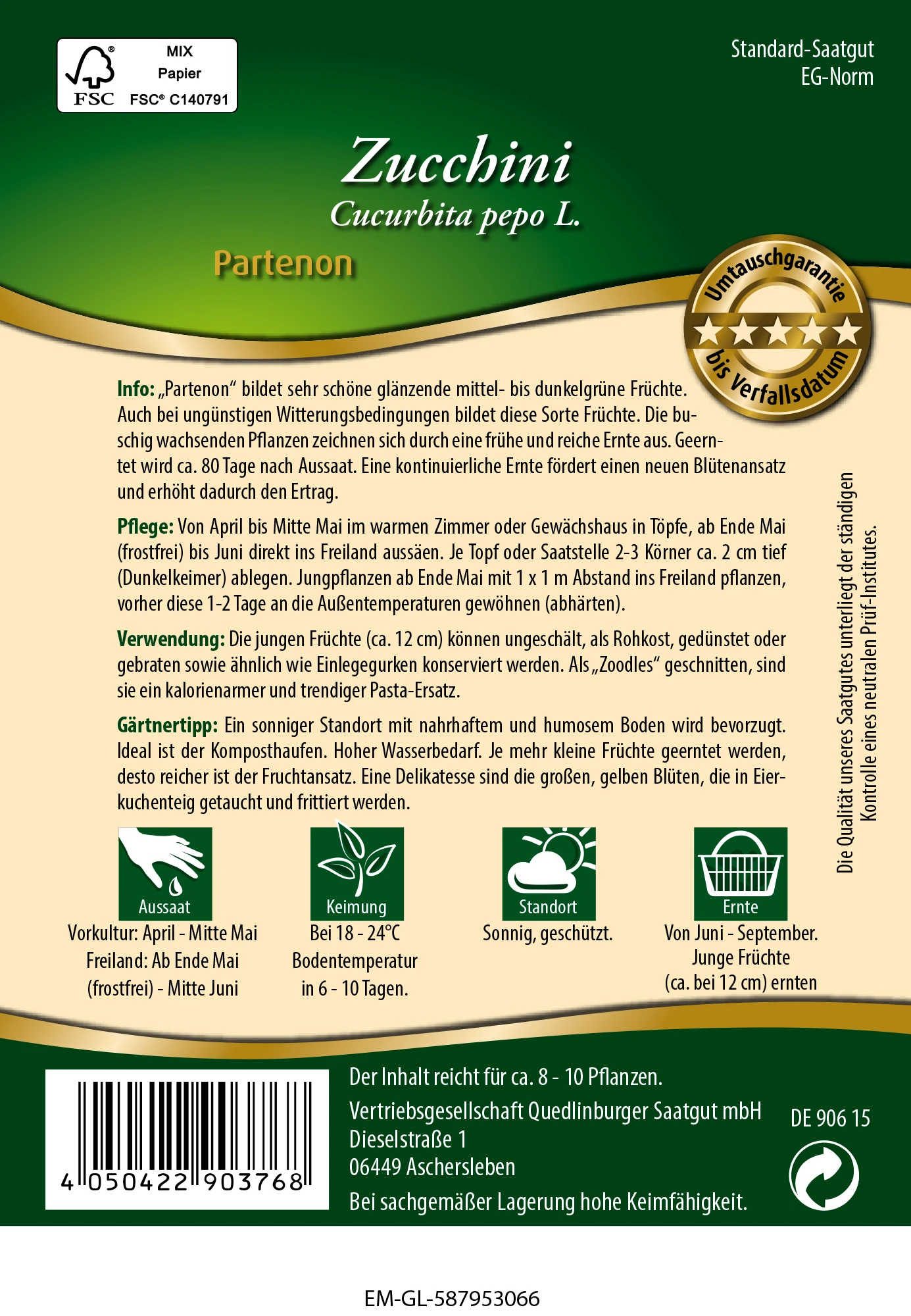 Zucchini Partenon | Zucchinisamen Von Quedlinburger 1 Zucchini Partenon | Zucchinisamen Von Quedlinburger