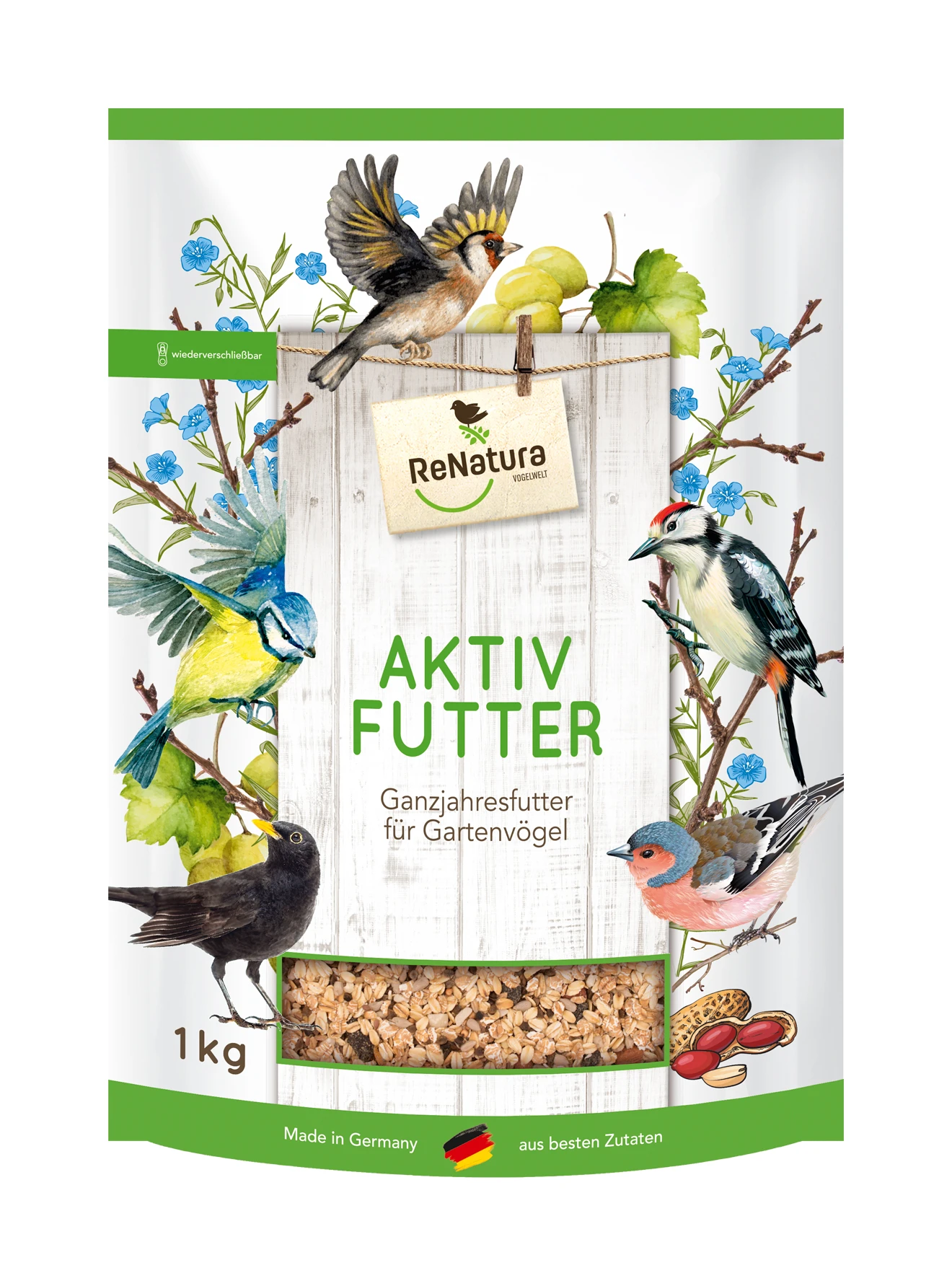 Ganzjahres Aktiv-Futter (1 Kg) | Gartenvogelfutter Von ReNatura 1 Ganzjahres Aktiv-Futter (1 Kg) | Gartenvogelfutter Von ReNatura