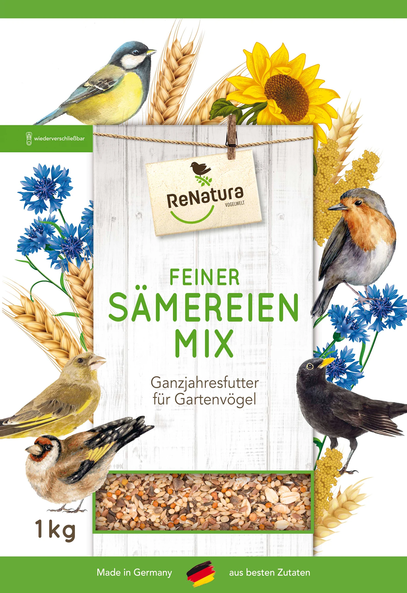 Ganzjahres Feiner Sämereienmix (1 Kg) | Gartenvogelfutter Von ReNatura 1 Ganzjahres Feiner Sämereienmix (1 Kg) | Gartenvogelfutter Von ReNatura