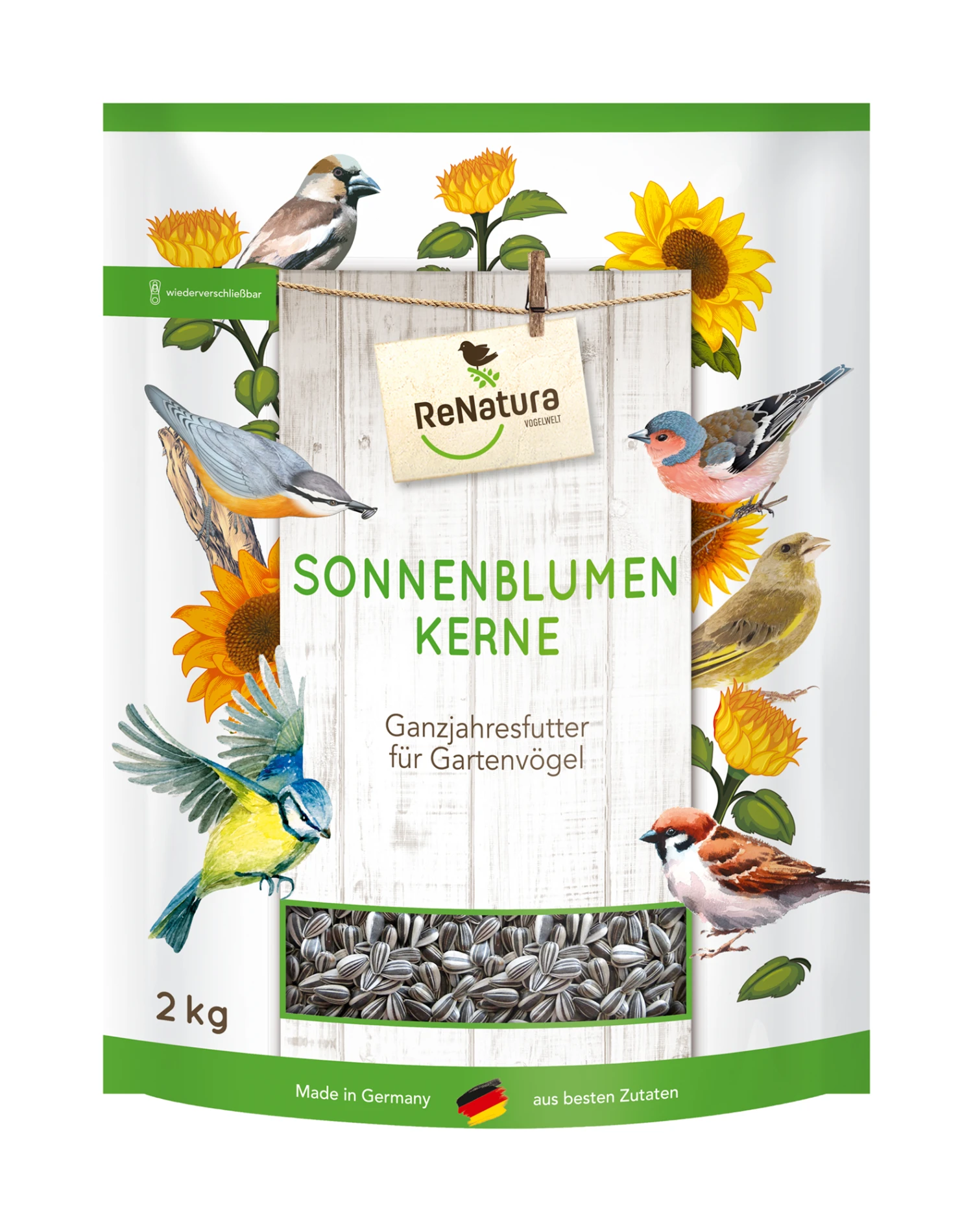 Gestreifte Sonnenblumenkerne (2 Kg) | Vogelfutter Von ReNatura 1 Gestreifte Sonnenblumenkerne (2 Kg) | Vogelfutter Von ReNatura