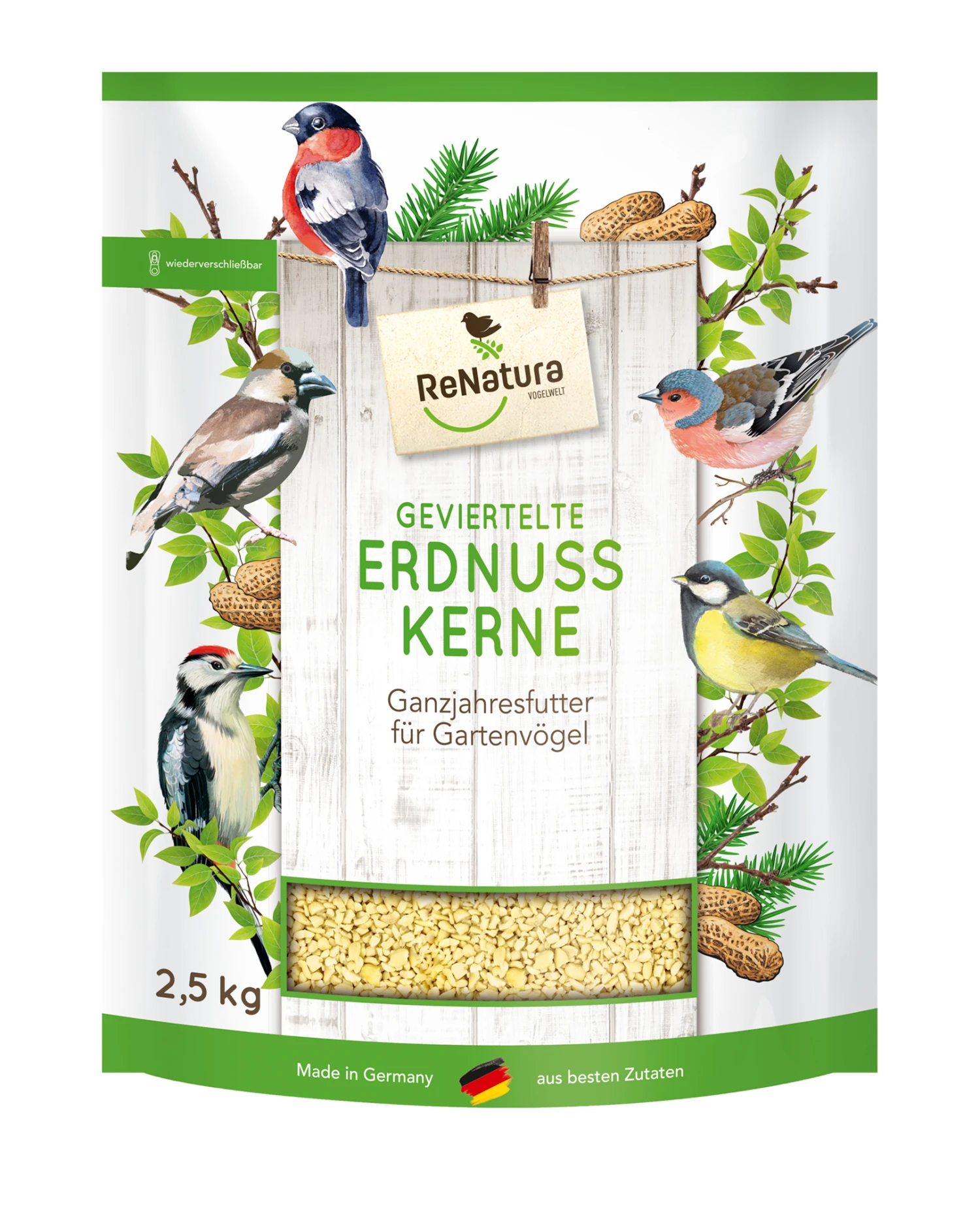 Geviertelte Erdnusskerne (2,5 Kg) | Vogelfutter Von ReNatura 1 Geviertelte Erdnusskerne (2,5 Kg) | Vogelfutter Von ReNatura