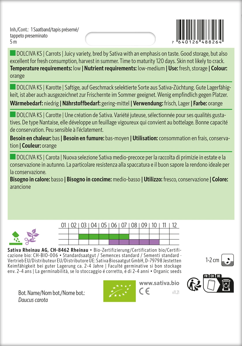 Karotte Dolciva (Saatband) | BIO Möhrensamen Von Sativa Rheinau 2 Karotte Dolciva (Saatband) | BIO Möhrensamen Von Sativa Rheinau – Bild 2