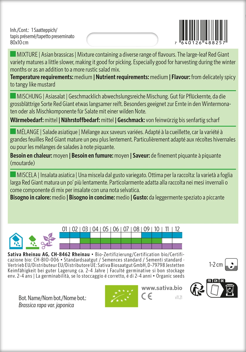 Asiasalat Mischung (Saatteppich) | BIO Asiasalatsamen Von Sativa Rheinau 2 Asiasalat Mischung (Saatteppich) | BIO Asiasalatsamen Von Sativa Rheinau – Bild 2